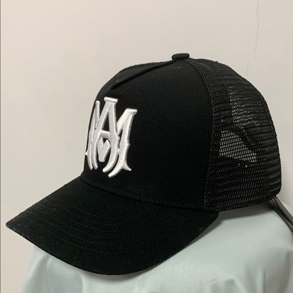 Black Trucker Hat with White Logo